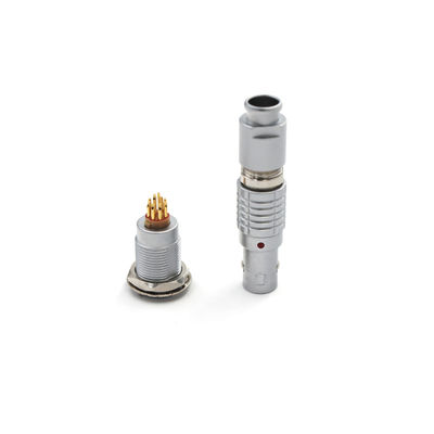 10pin B Series Push Pull Metal Connector IP50 Plug And Socket Silver Color